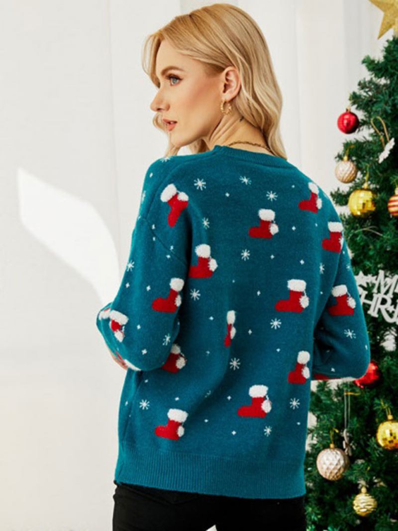 Pulôveres Para Mulheres Blusas Malha Natal -  Azul