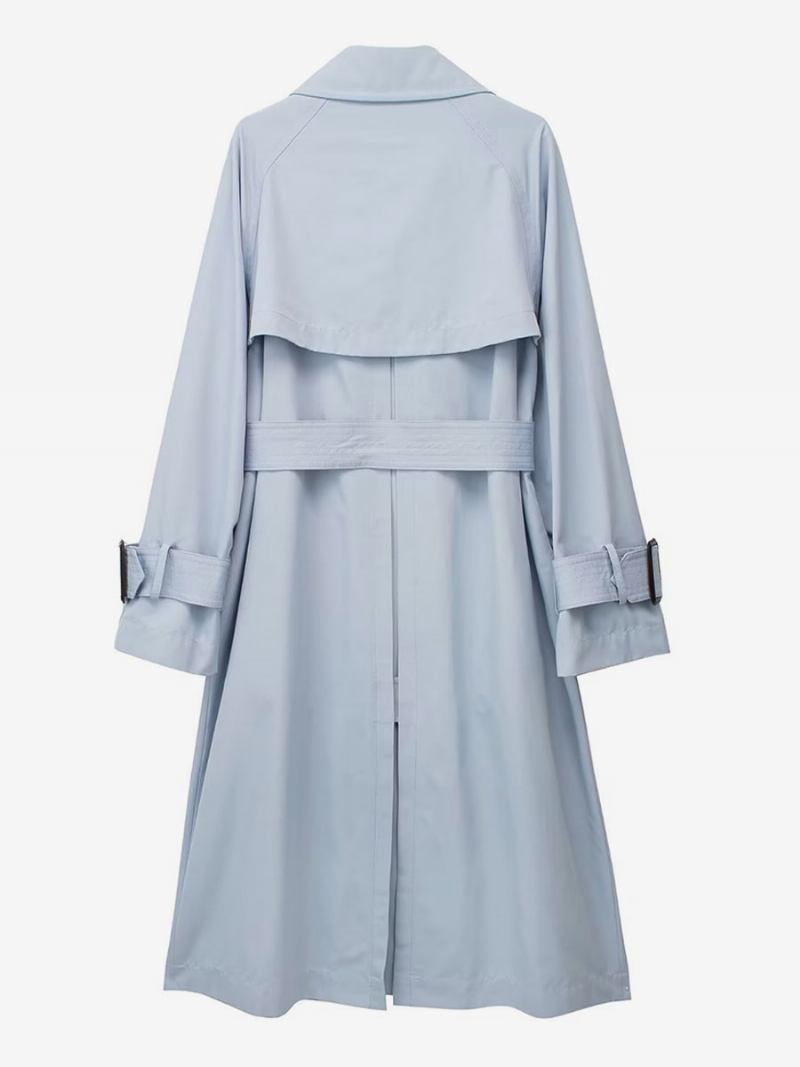 Casaco Trench Feminino Azul Bebê Com Gola Aberta E Mangas Compridas - Bebê Azul