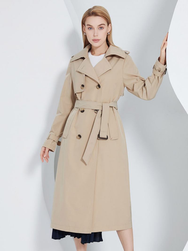 Casaco Trench Feminino Lapela Duplo Breasted Chique Outono Primavera Agasalhos