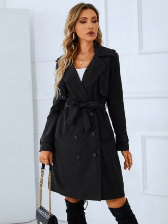 Trench Coat Para Mulheres Boa Qualidade Gola Aberta Botões Mangas Compridas Inverno Quente Outerwear