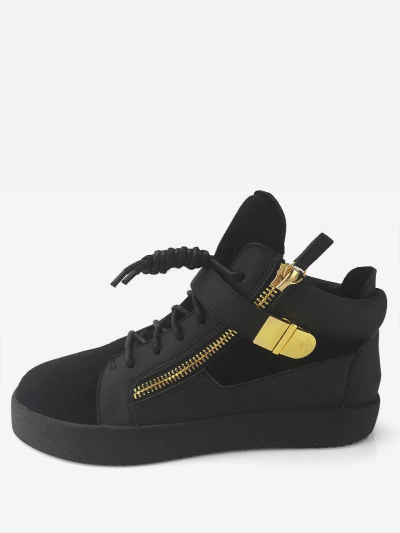 2024 Tênis Masculino Preto Cano Alto Sapatos Planos Skate