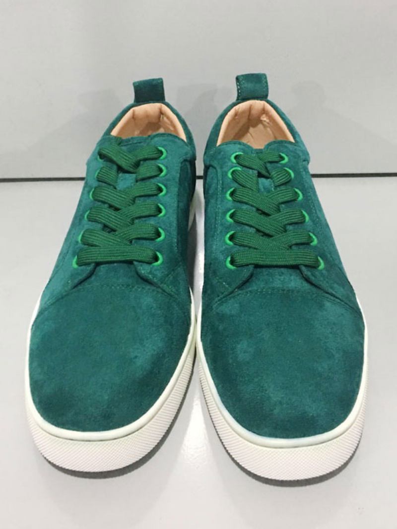 Sapatos Casuais Masculinos Verde Escuro Dedo Do Pé Redondo Deslizamento Couro Superior Diário - Verde Escuro