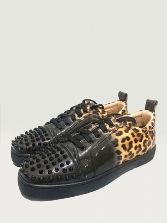 Tênis Masculino Com Cadarço E Estampa Leopardo Cano Baixo Sapatos Festa Baile Pontas