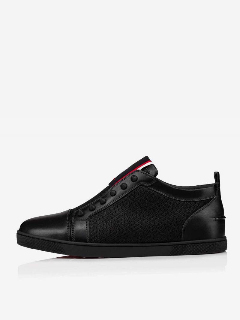 Tênis Masculino Com Rebites Pretos Redondos E Slip-on - Preto