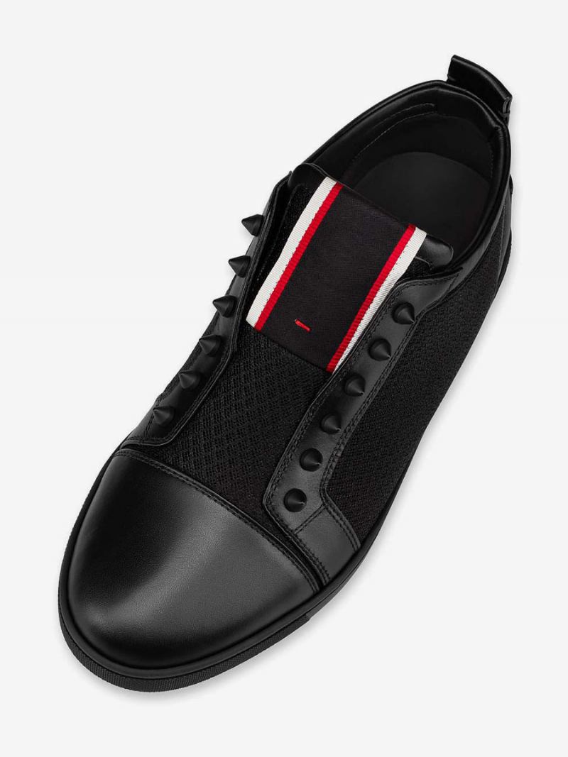 Tênis Masculino Com Rebites Pretos Redondos E Slip-on - Preto