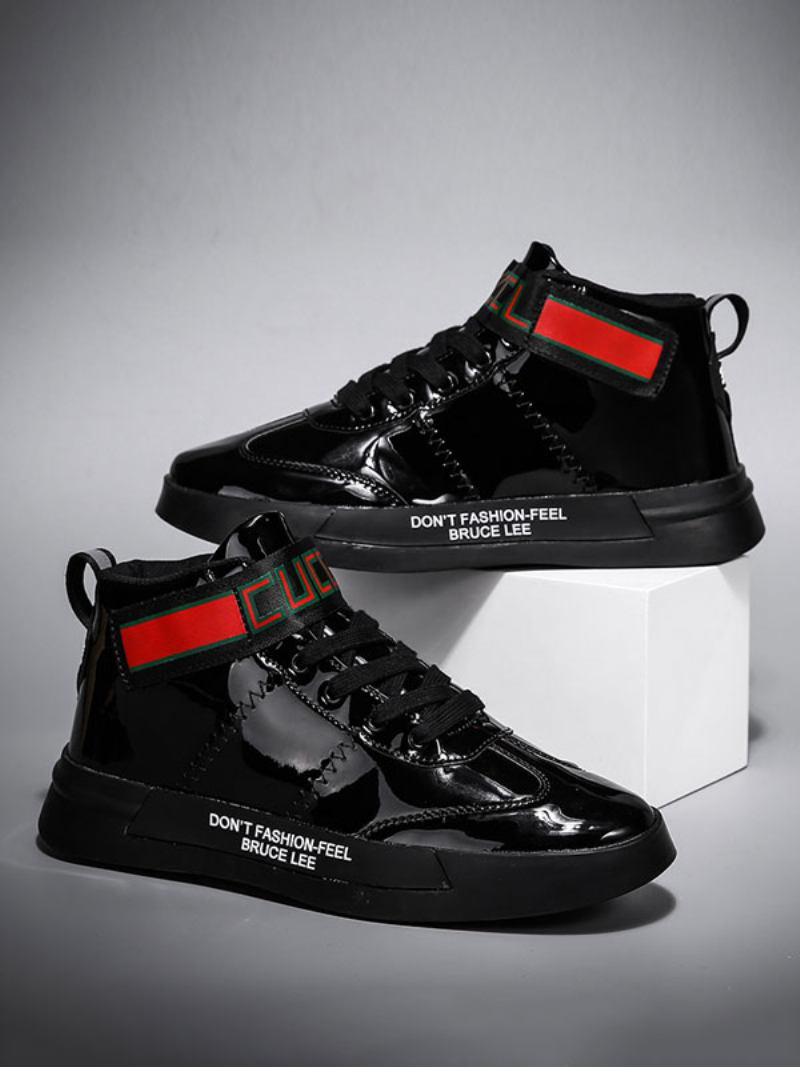 Tênis Masculino Fashion Couro Pu Bico Redondo Com Alça Monge Sapatos Skate - Preto