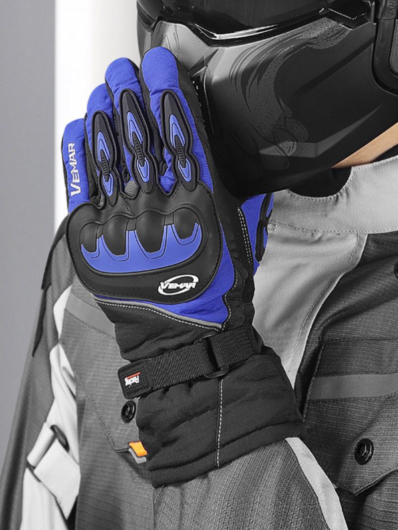 Inverno À Prova Dwaterproof Água Luvas Da Motocicleta Tela Sensível Ao Toque Equitação Quente Vento Corrida Ciclismo Escalada Caminhadas - Azul