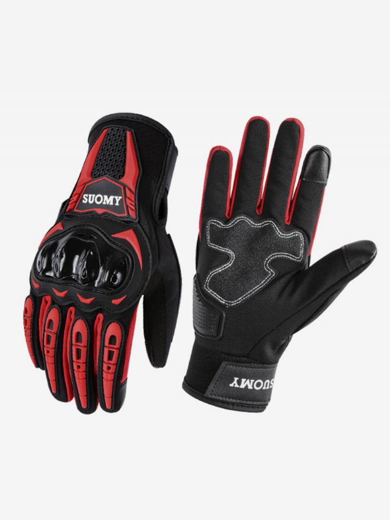 Luva Motocicleta Masculina Escudo Protetor Dedo Completo Anti-queda Tela Sensível Ao Toque Respirável Corrida Ciclismo Escalada Caminhadas - Vermelho