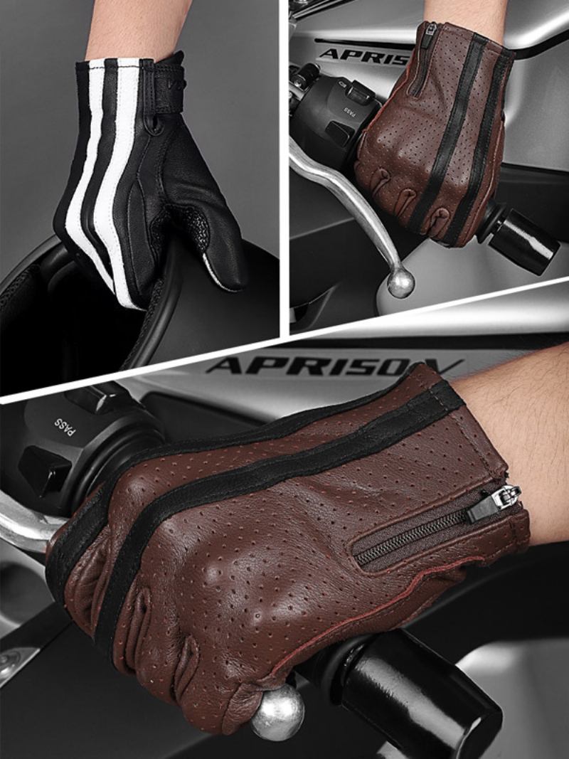 Luvas Equitação Da Motocicleta Corrida Ciclismo Escalada Caminhadas Inverno Quente À Prova Dwindproof Água Vento Tela Toque - Café Marrom