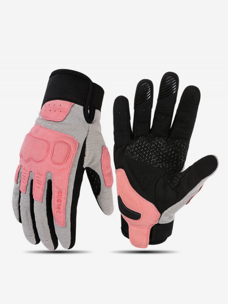 Motocicleta Macaron Retro Malha Respirável Luvas Piloto Tela Sensível Ao Toque Anti-queda Ciclismo Corrida Escalada Caminhadas - Rosa