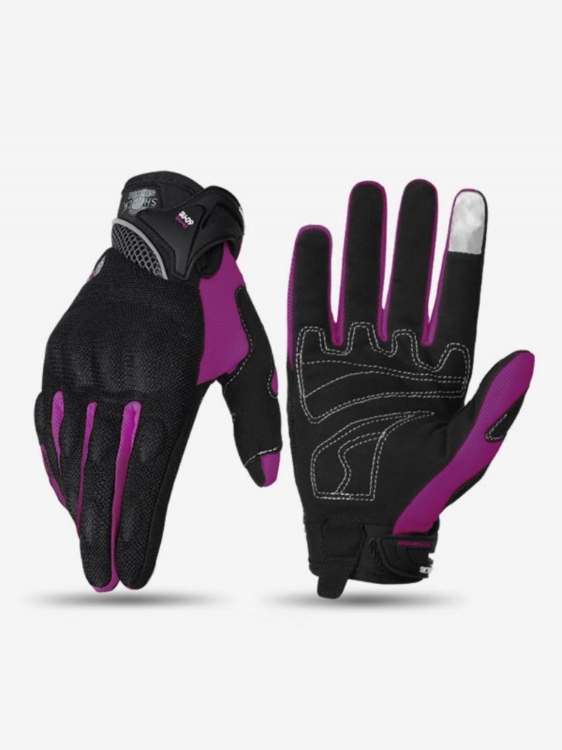 Motocicleta Off-road Anti-queda Antiderrapante Respirável Equitação Luvas Dedo Completo Equipamento Piloto Verão Masculino - Roxo