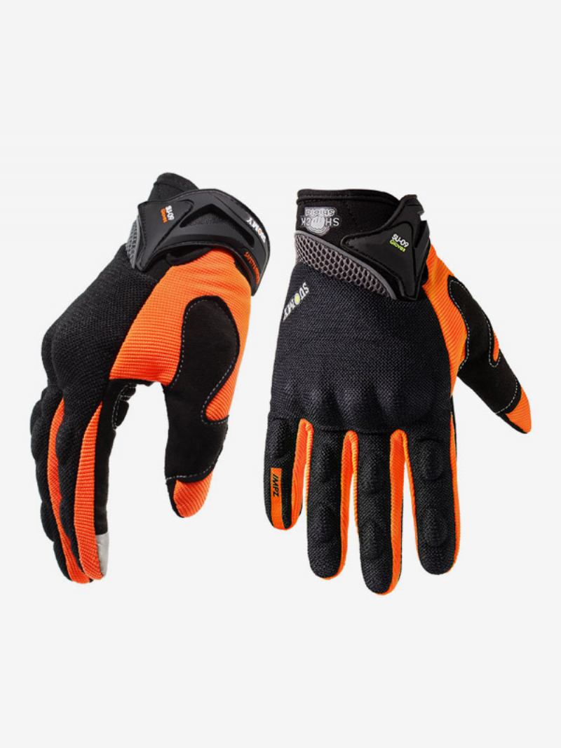 Motocicleta Off-road Anti-queda Antiderrapante Respirável Equitação Luvas Dedo Completo Equipamento Piloto Verão Masculino - Laranja