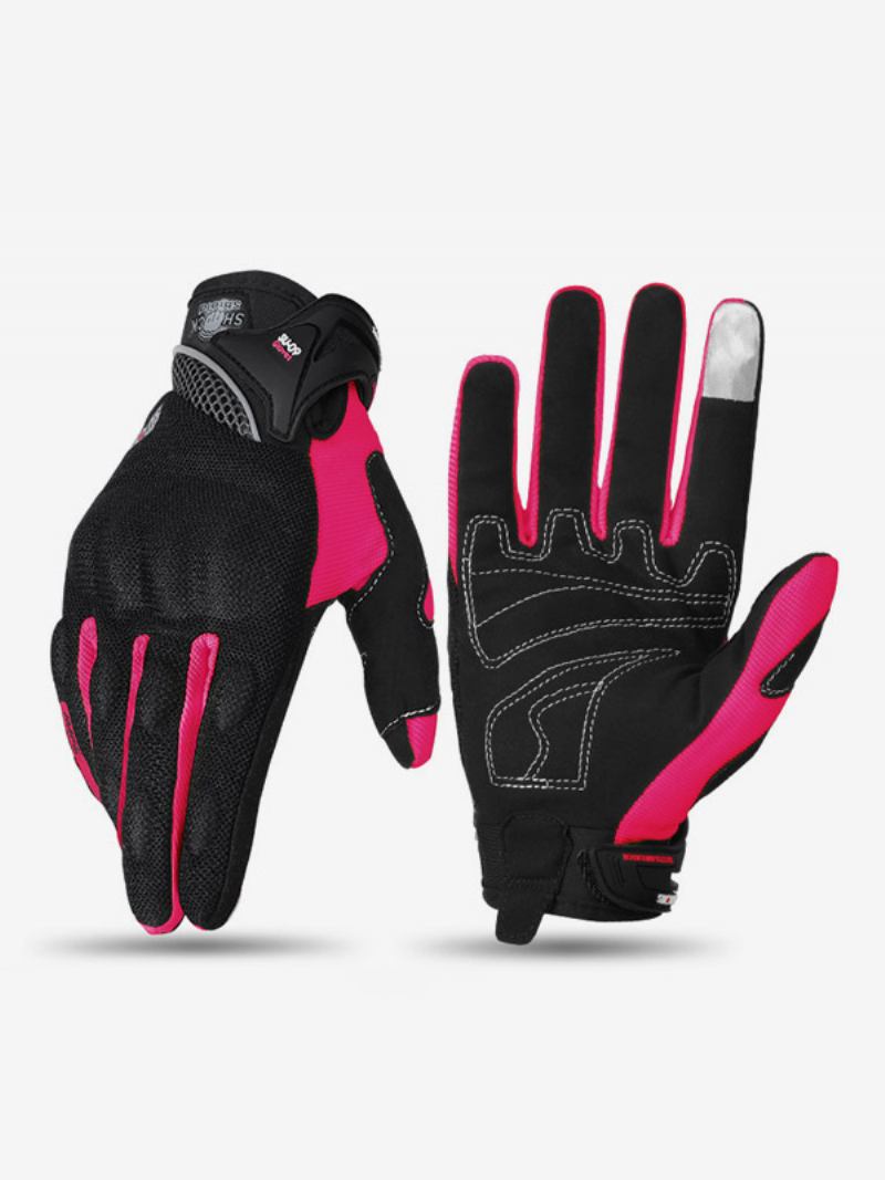 Motocicleta Off-road Anti-queda Antiderrapante Respirável Equitação Luvas Dedo Completo Equipamento Piloto Verão Masculino - Rosa