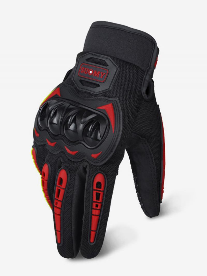 Motocicleta Off-road Anti-queda Antiderrapante Respirável Equitação Mountain Bike Verão Corrida Luvas Dedo Completo - Vermelho