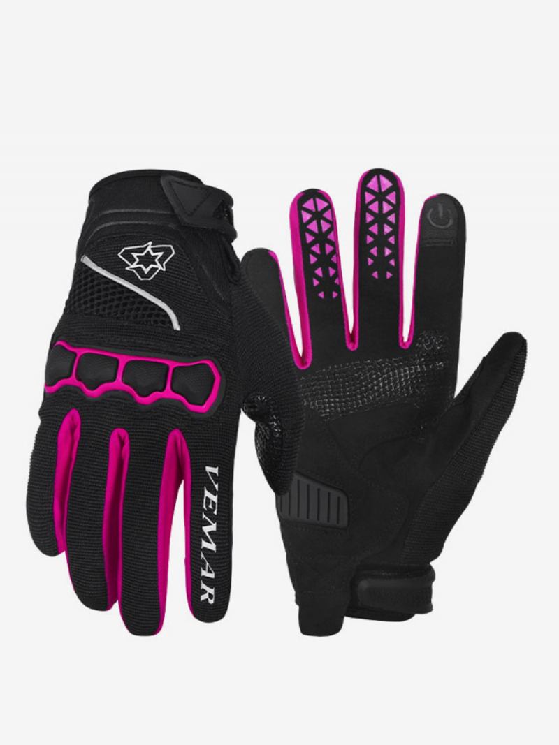 Tela Sensível Ao Toque Ciclismo Corrida Escalada Caminhadas Luvas Dedo Completo Mountain Bike Masculino Longo Equipamento Antiderrapante - Rosa