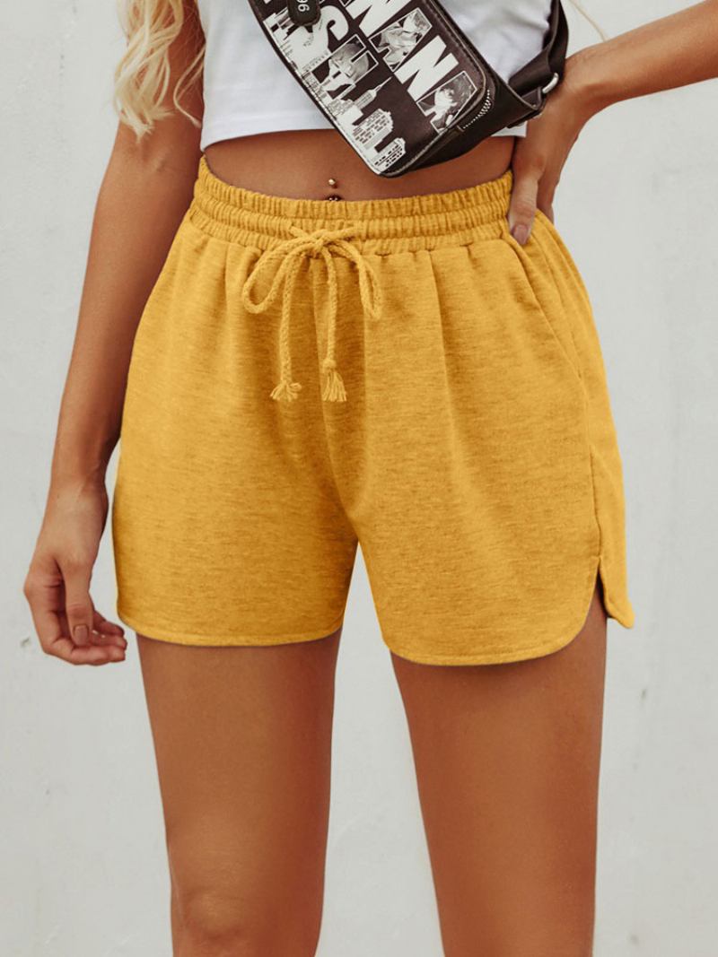 Shorts Para Mulheres Calças Atléticas - Amarelo