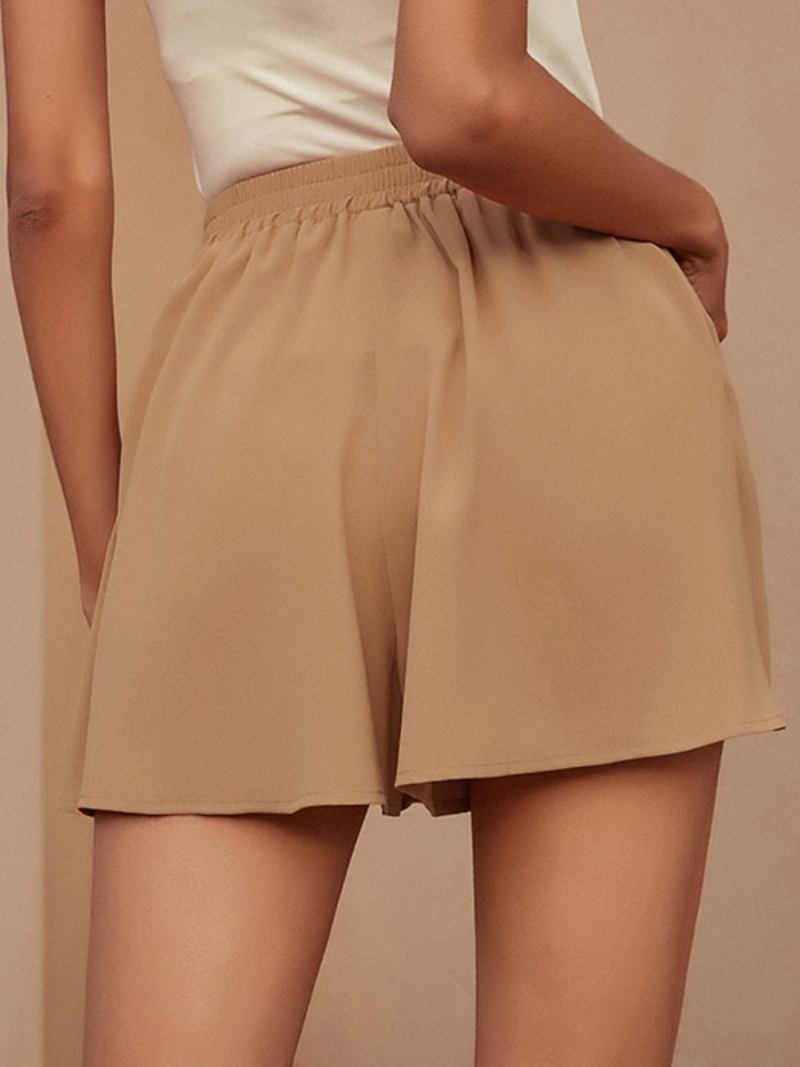 Shorts Para Mulheres Com Nós Calças Casuais - Camelo