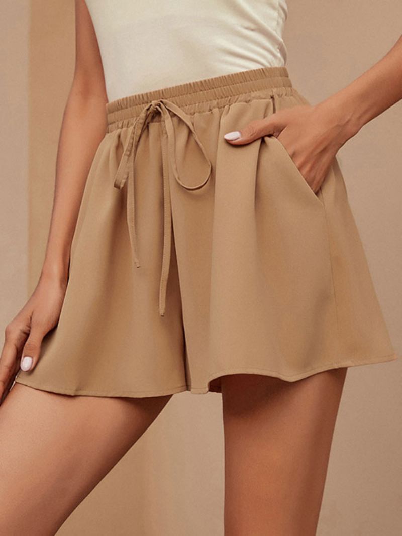 Shorts Para Mulheres Com Nós Calças Casuais - Camelo