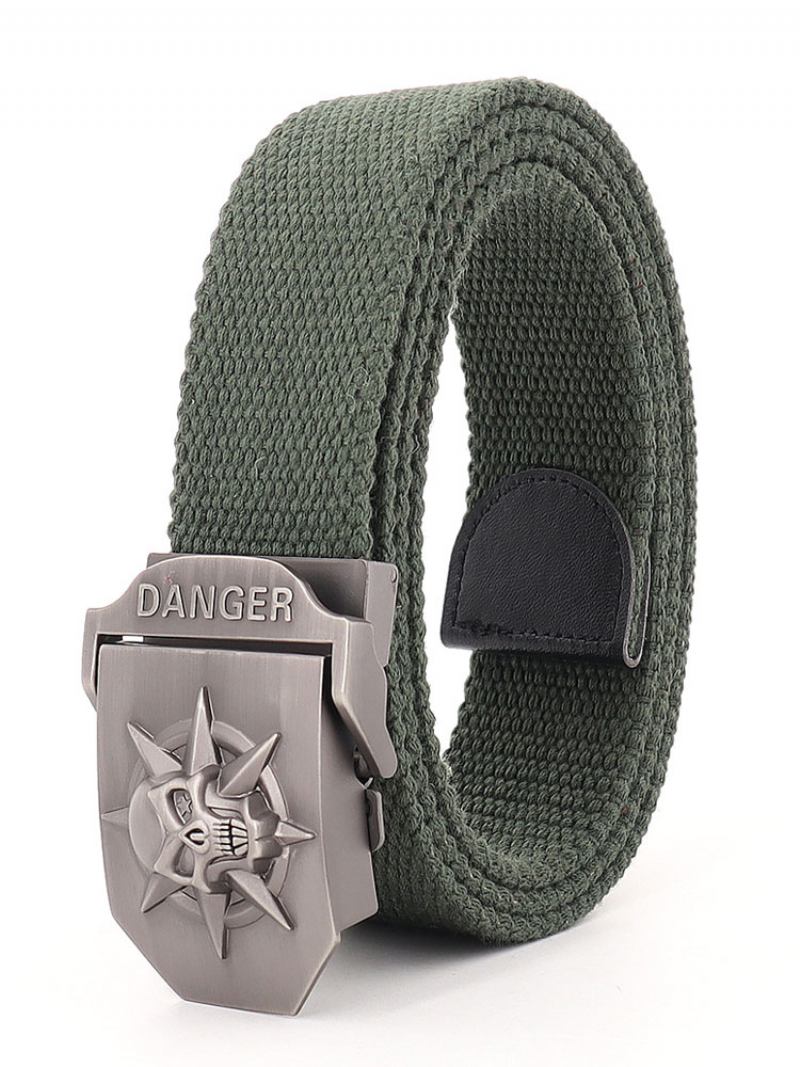 Cinto Elegante Para Homens Com Padrão Caveira Em Poliéster Hunter Green Belt