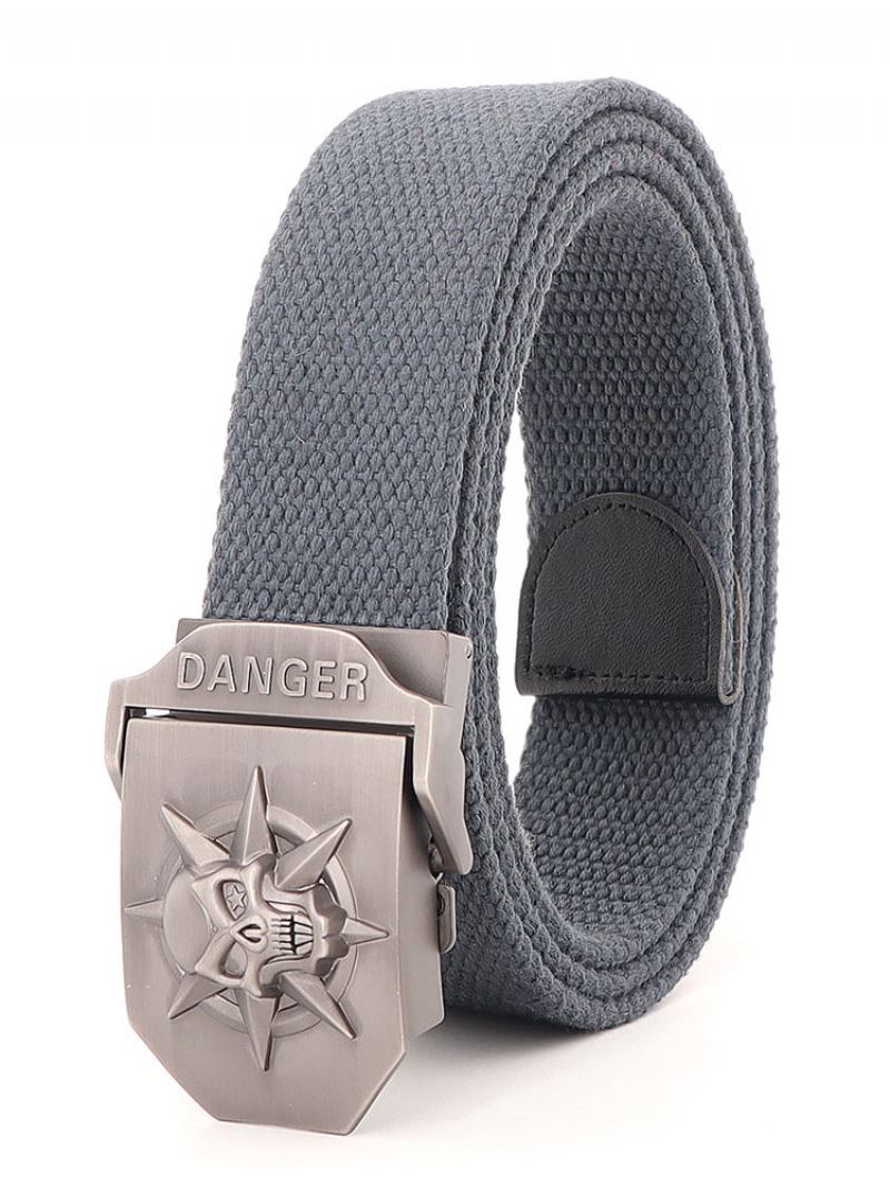 Cinto Elegante Para Homens Com Padrão Caveira Em Poliéster Hunter Green Belt - Cinza Profundo