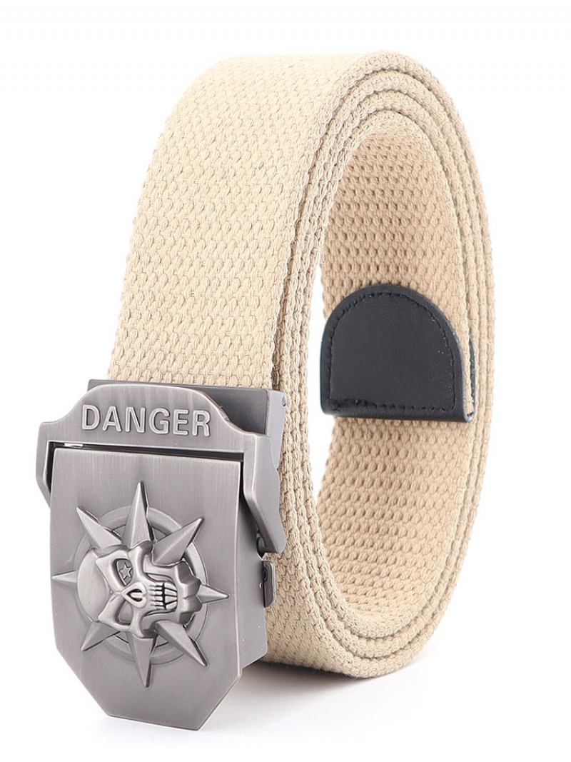 Cinto Elegante Para Homens Com Padrão Caveira Em Poliéster Hunter Green Belt - Amarelo Claro Claro