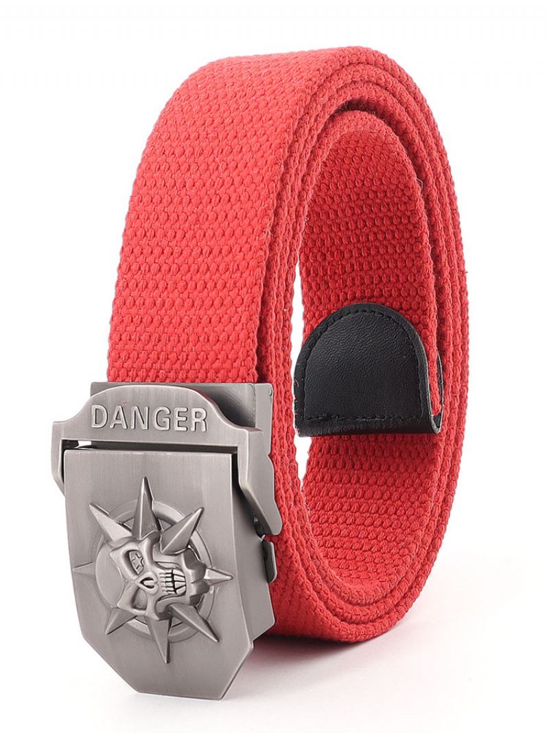 Cinto Elegante Para Homens Com Padrão Caveira Em Poliéster Hunter Green Belt - Vermelho