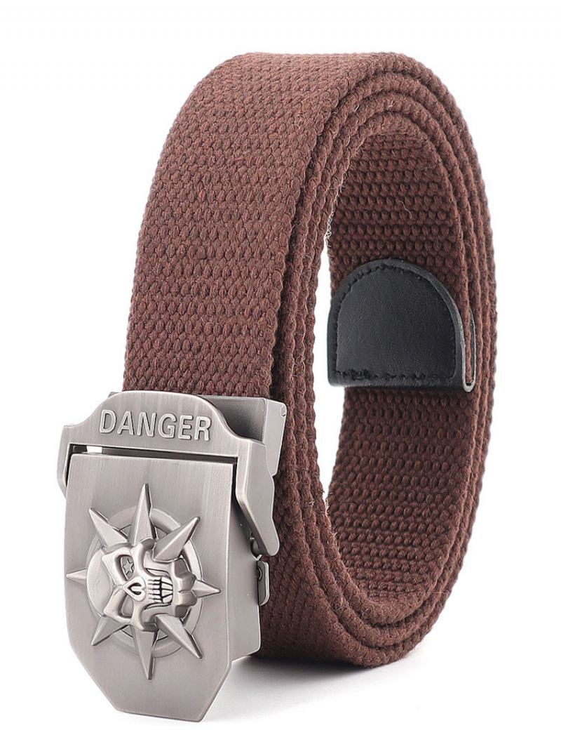 Cinto Elegante Para Homens Com Padrão Caveira Em Poliéster Hunter Green Belt - Castanho Café