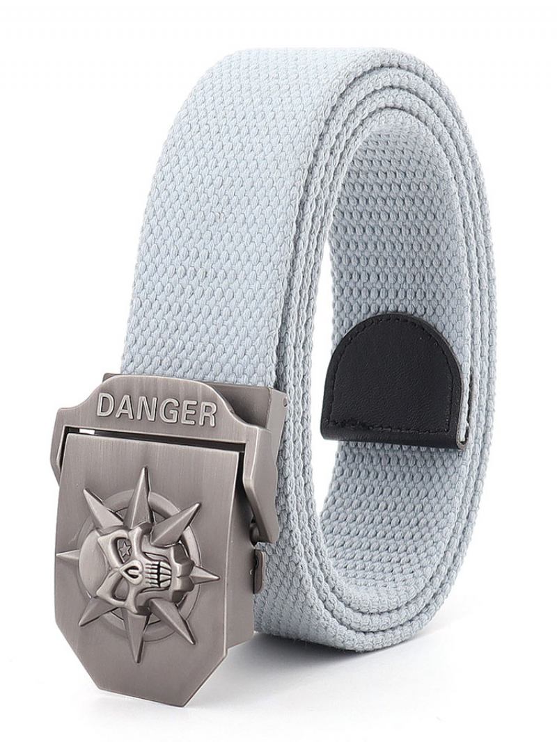 Cinto Elegante Para Homens Com Padrão Caveira Em Poliéster Hunter Green Belt - Cinza Claro