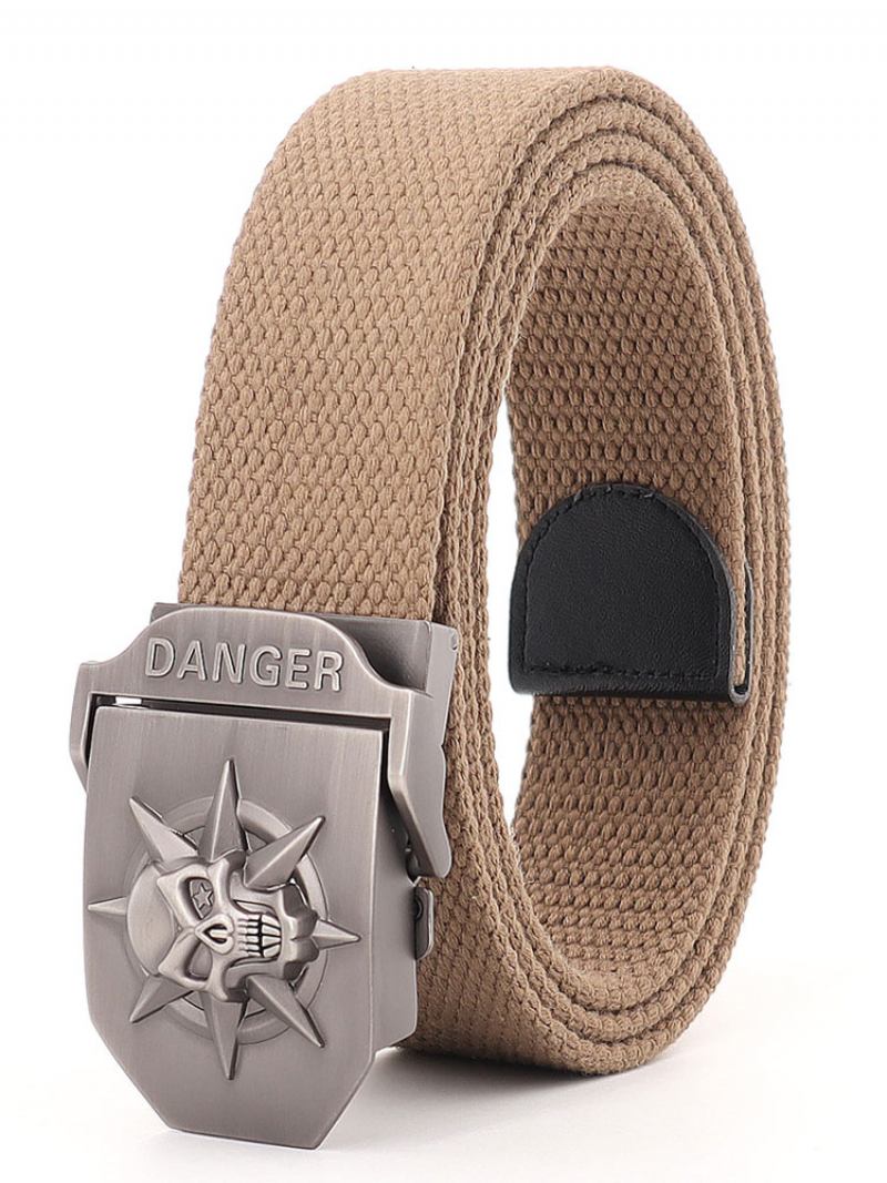 Cinto Elegante Para Homens Com Padrão Caveira Em Poliéster Hunter Green Belt - Cáqui