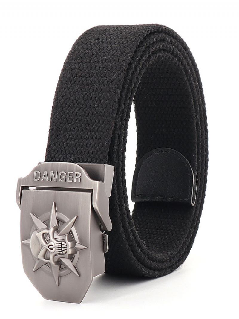 Cinto Elegante Para Homens Com Padrão Caveira Em Poliéster Hunter Green Belt - Preto