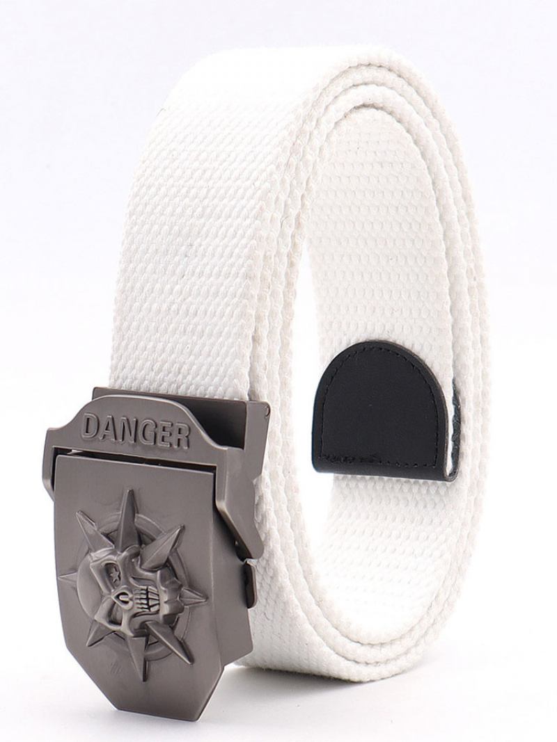 Cinto Elegante Para Homens Com Padrão Caveira Em Poliéster Hunter Green Belt - Branco