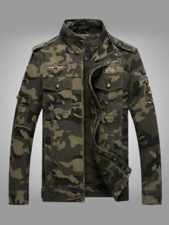 A Camuflagem Do Revestimento Dos Homens Abotoa O Poliéster À Moda