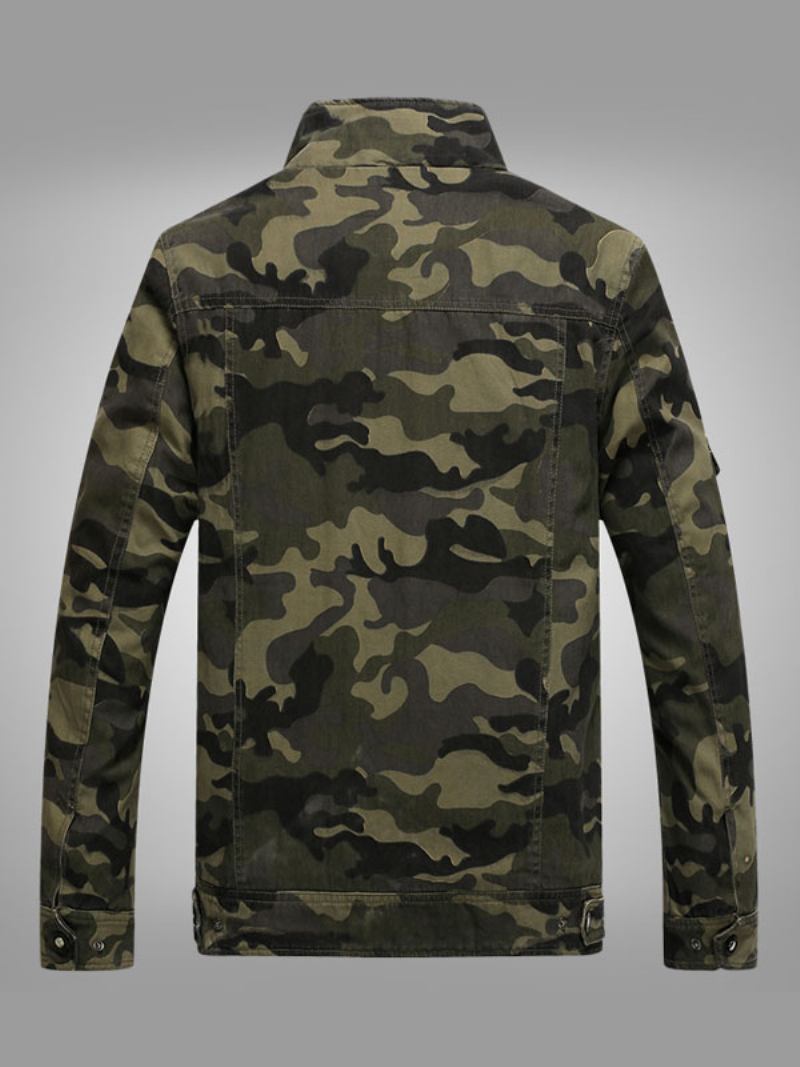 A Camuflagem Do Revestimento Dos Homens Abotoa O Poliéster À Moda - Verde Caçador 