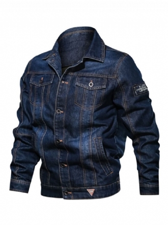 Jaqueta Jeans Masculina Chique Azul Profundo Moderno Cowboy Ajuste Regular