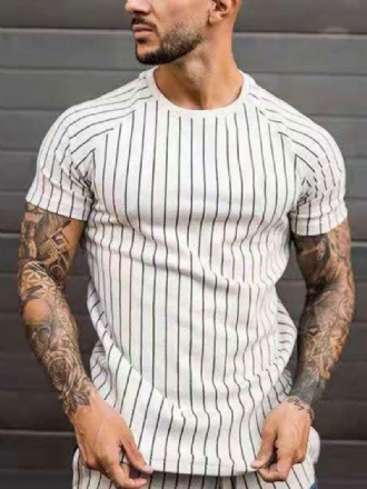 Camisetas Masculinas Casuais Com Gola Joia E Mangas Curtas