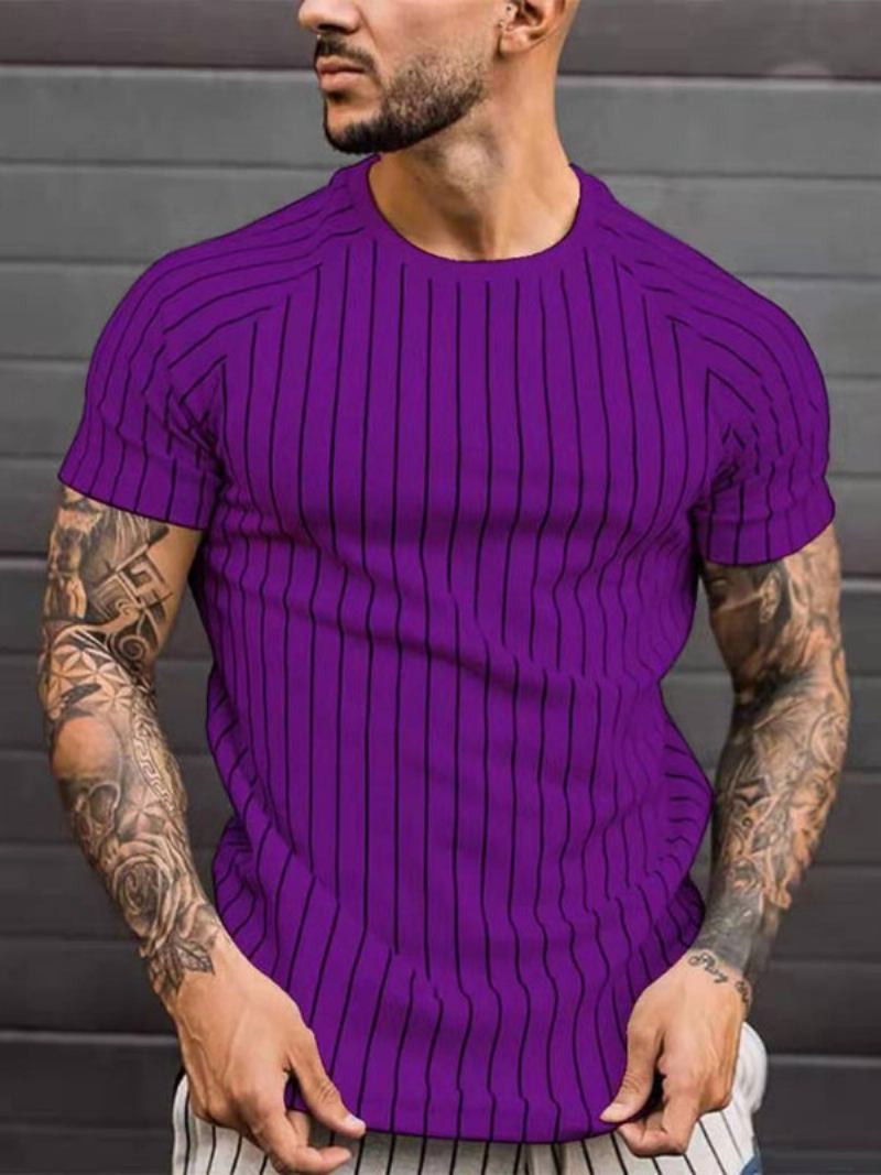 Camisetas Masculinas Casuais Com Gola Joia E Mangas Curtas - Roxo Real