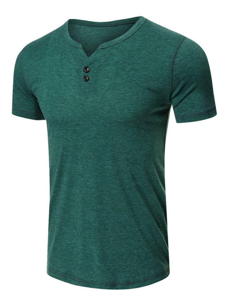 Camisetas Masculinas Casuais Com Gola Joia E Mangas Curtas Grandes - Verde