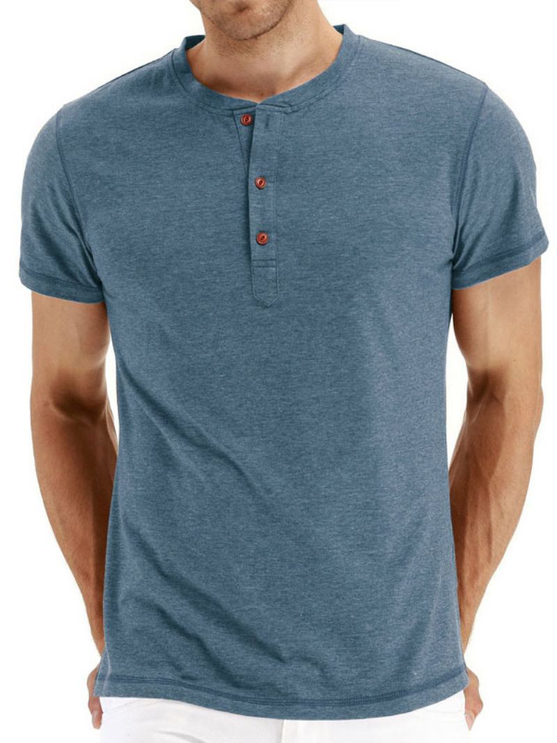 Camisetas Masculinas Casuais Com Gola Joia E Mangas Curtas Grandes - Teal