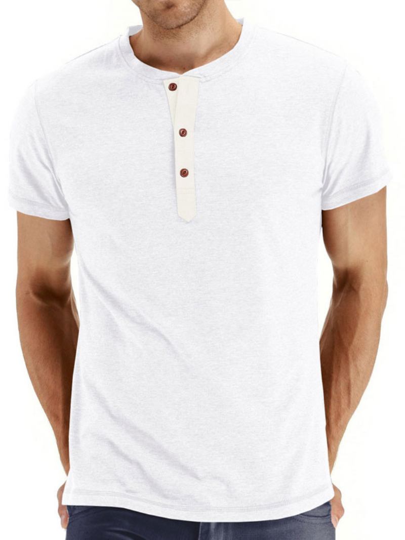 Camisetas Masculinas Casuais Com Gola Joia E Mangas Curtas Grandes - Branco