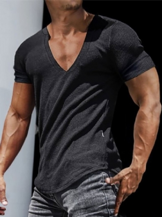 Camisetas Masculinas Chiques Com Decote Em V E Mangas Curtas