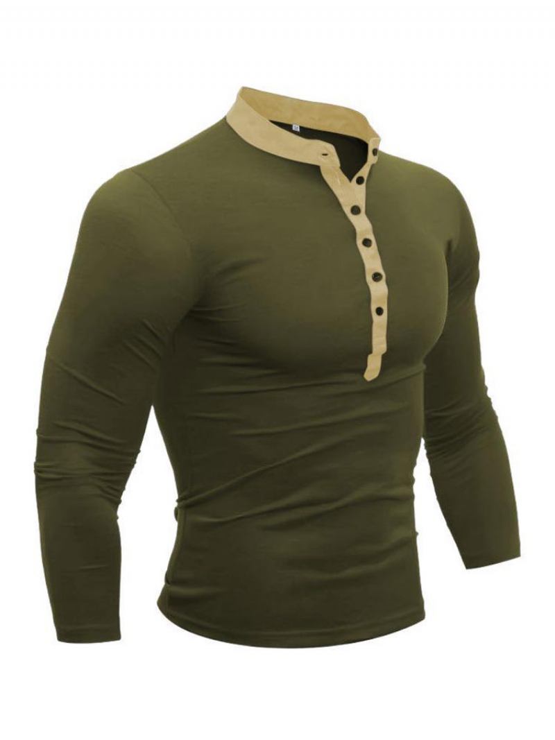 Camisetas Masculinas Chiques Com Gola Joia E Mangas Compridas - Verde Hunter