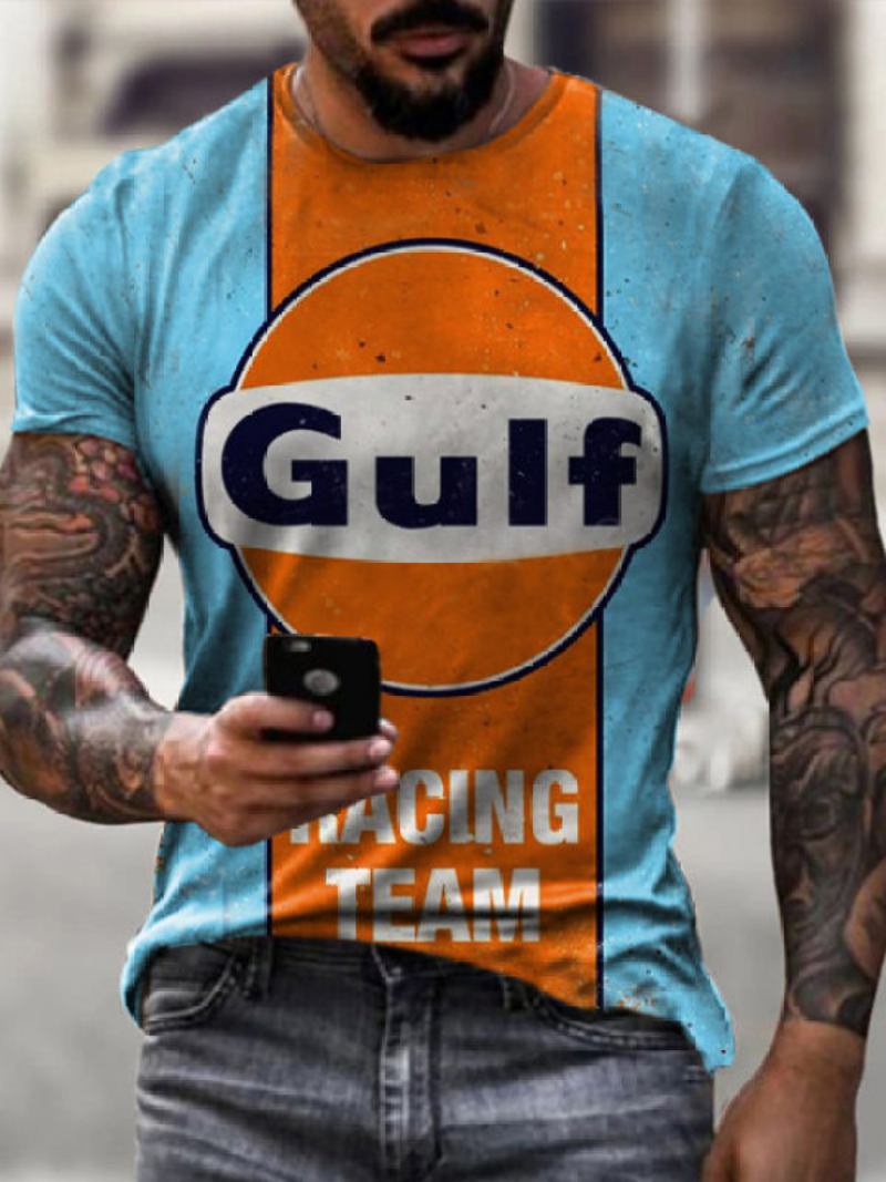 Camisetas Masculinas Clássicas Com Gola Joia E Mangas Curtas Estampadas