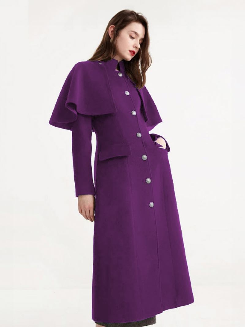 Casaco Lã Feminino Com Capa Removível Inverno - Roxo