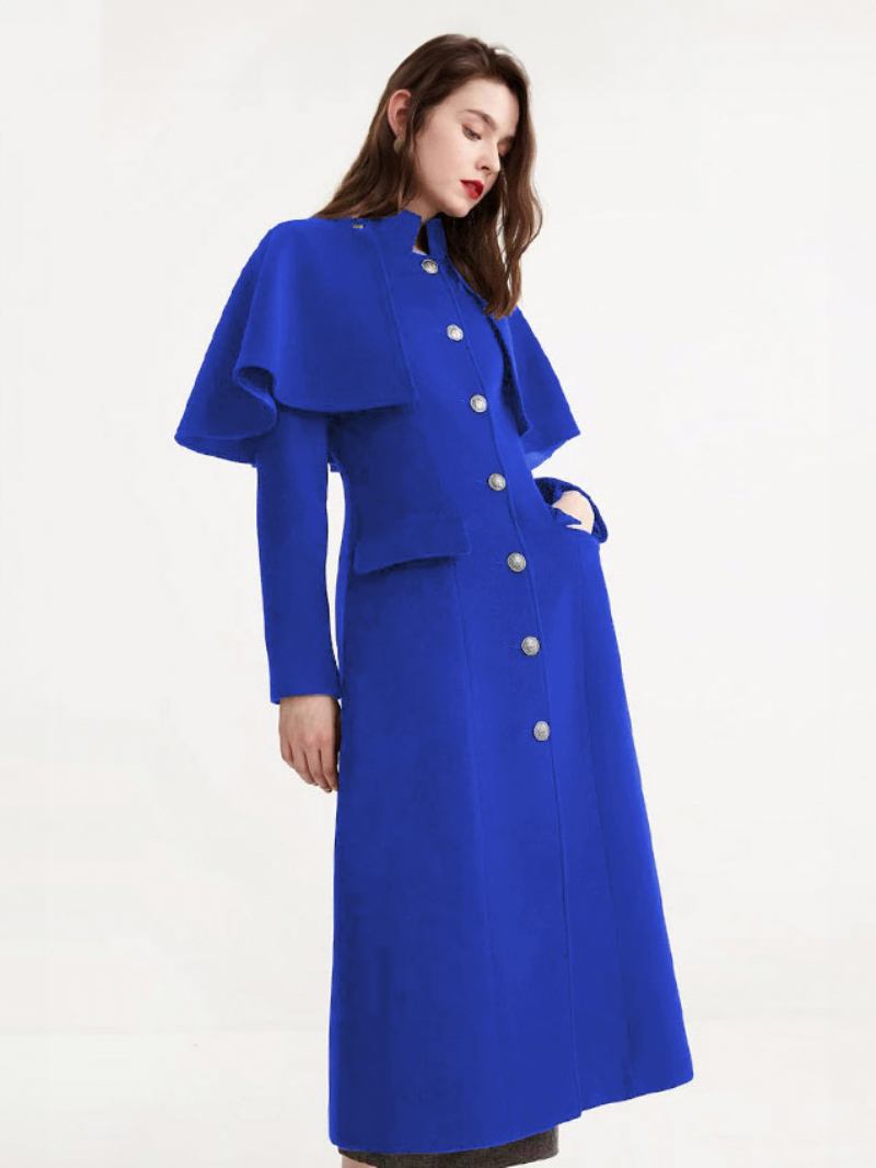 Casaco Lã Feminino Com Capa Removível Inverno - Azul Royal