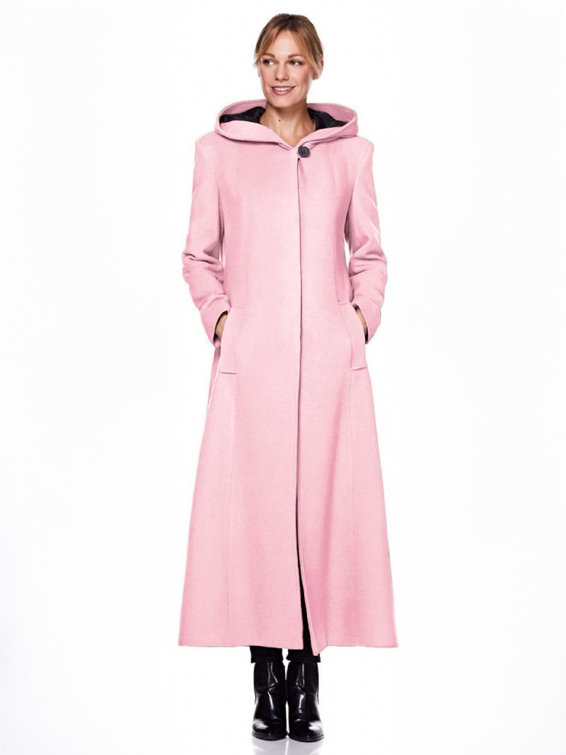 Mulheres Envoltório Casaco Com Capuz Calor Oversized Lã Inverno Outerwear - Rosa