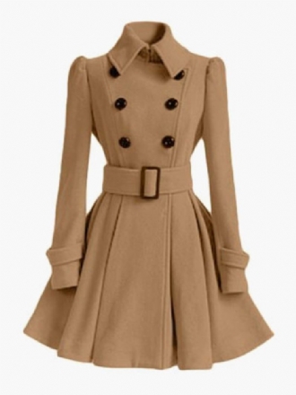 Trench Coat Para Mulheres Wrap Jacket Peacoat Spring Outerwear