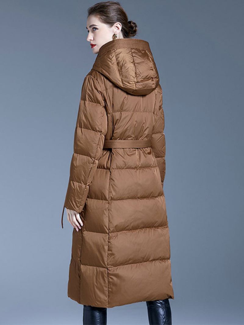 Casacos Penas Duck Down Winter Warm Outerwear Para Mulheres - Café Marrom