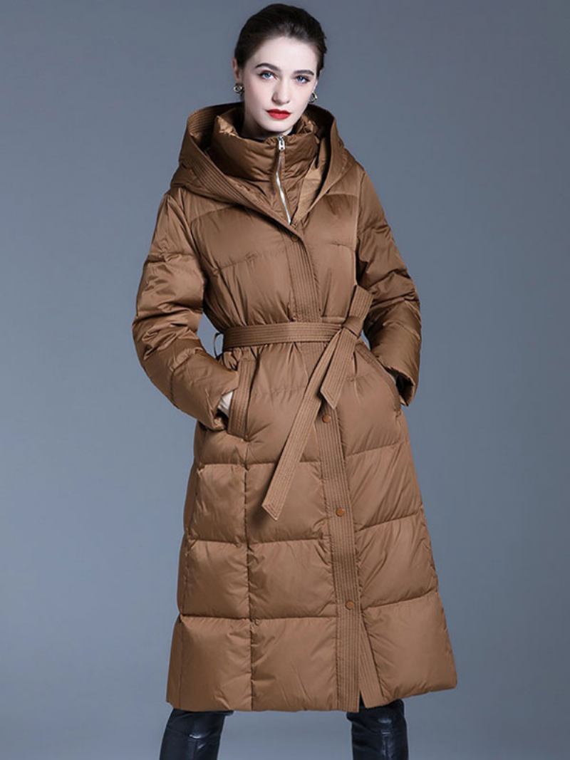 Casacos Penas Duck Down Winter Warm Outerwear Para Mulheres - Café Marrom