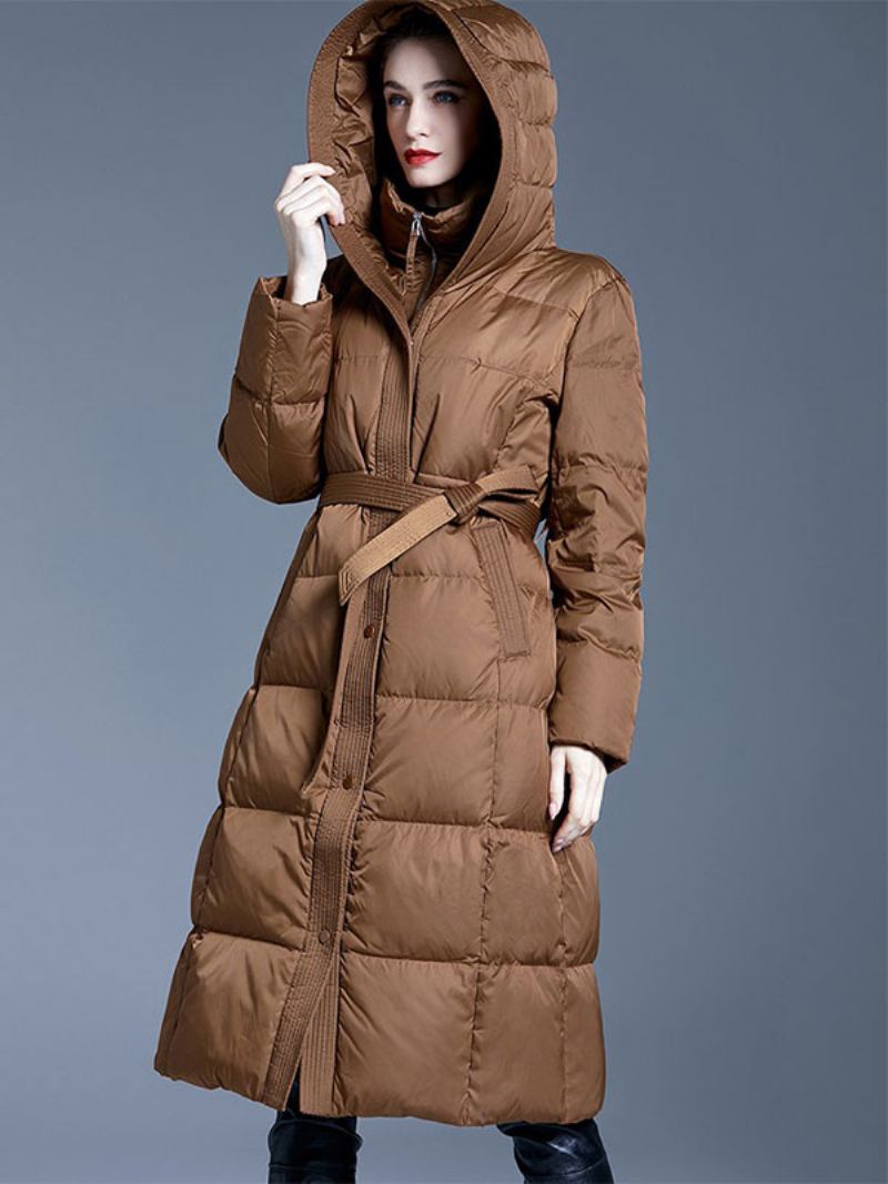 Casacos Penas Duck Down Winter Warm Outerwear Para Mulheres - Café Marrom