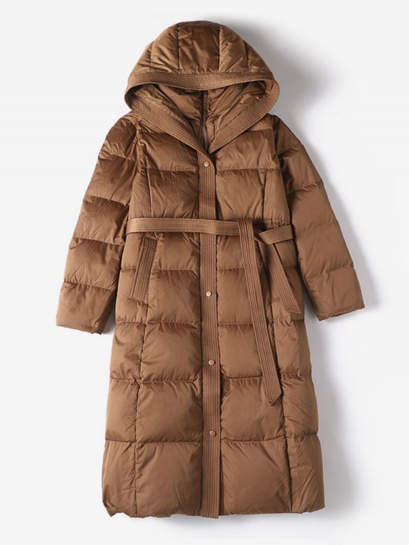 Casacos Penas Duck Down Winter Warm Outerwear Para Mulheres - Café Marrom